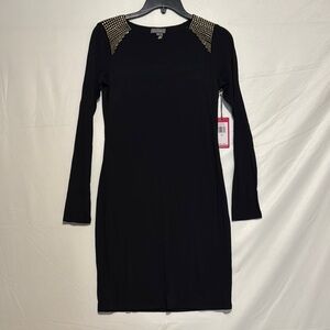 Black Studded Shoulder Dress